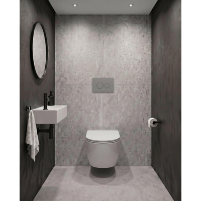 QeramiQ Dely Swirl Toiletset - 36.3x51.7cm - Geberit UP720 Duofix Sigma inbouwreservoir - slim zitting - bedieningsplaat licht grijs - ronde knoppen - mat wit