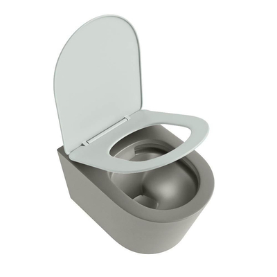 Mondiaz LAVIE WC suspendu – sans bride – 36 x 53 cm – avec abattant softclose – Smoke (brun clair), abattant Greey (vert clair/gris)
