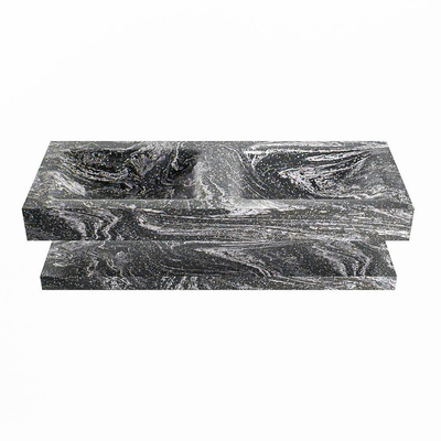 MONDIAZ ALAN - DLUX Badkamermeubelset - 120cm - planchet - Lava - vrijhangende wastafel - 2 wasbakken - 0 kraangaten - Lava