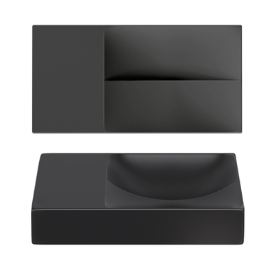 Clou Vale lave-mains céramique lave-mains 38x19x7cm sans trou de robinet à gauche Noir mat