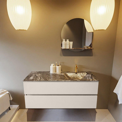 Mondiaz VICA-DLUX ensemble de meuble de salle de bain - 120cm - meuble sous-vasque lin - 2 tiroirs - lavabo encastrée cloud droite - 1 trou de robinet - version haute de 60cm - lave