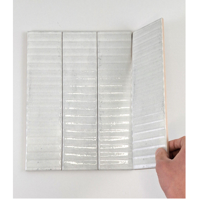 ÉCHANTILLON Terravito Sileno Carrelage murale - 30x7.5cm - 8mm - rainure - Blanc