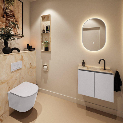 MONDIAZ TURE-DLUX 60cm toiletmeubel Cale. EDEN wastafel Frappe positie midden. Met 1 kraangat.