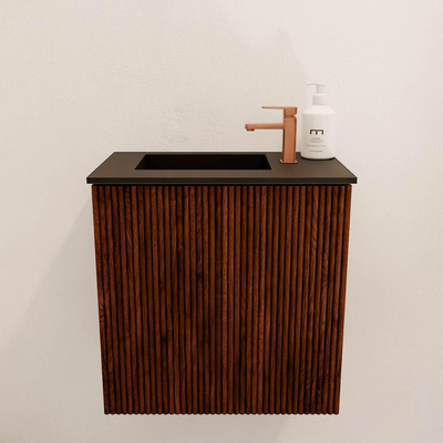 Mondiaz JOYA 40cm toiletmeubel - kleur Ruby - Wastafel FAYE positie Links 1 kraangat kleur Urban.