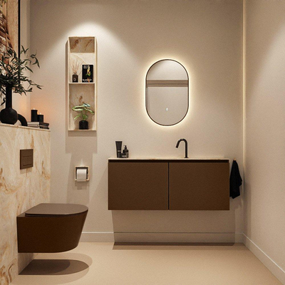 MONDIAZ TURE-DLUX Meuble toilette - 120cm - Rust - EDEN - vasque Frappe - position centrale - 1 trou de robinet