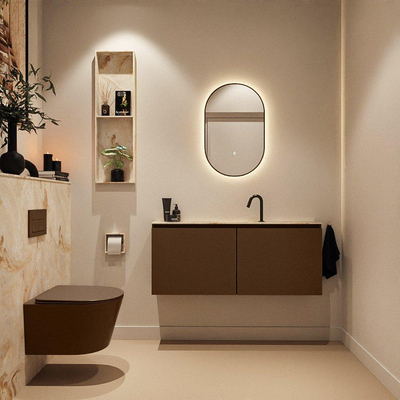 MONDIAZ TURE-DLUX Meuble WC 120cm Rust. EDEN lavabo Frappe position milieu. Avec 1 trou de robinet.