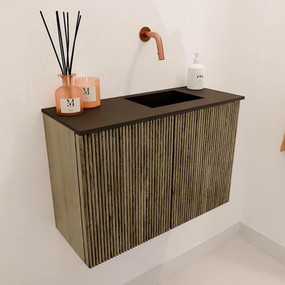 Mondiaz JOYA 60cm toiletmeubel - kleur Dusk - Wastafel FAYE positie Rechts Zonder kraangat kleur Urban.