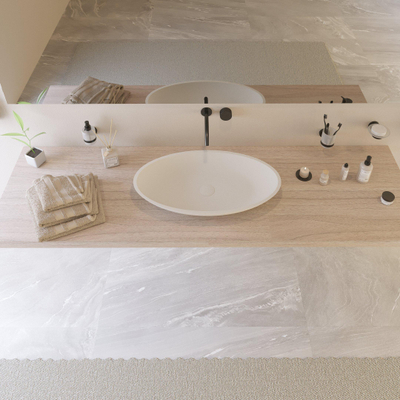 Ideavit Solidjazz vasque à poser 70x40x9cm ovale 0 trous de robinet 1 cuve Solid surface blanc
