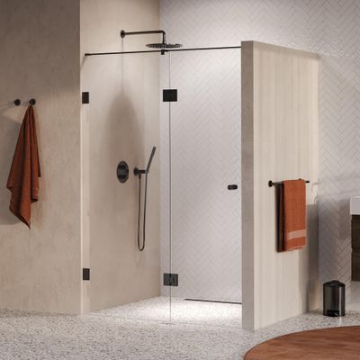 BRAUER Void Carving Porte de niche - 2 pièces - 130x200cm - porte battante 60cm sur verre - revêtement verre - réversible - verre clair - PVD gunmetal brossé