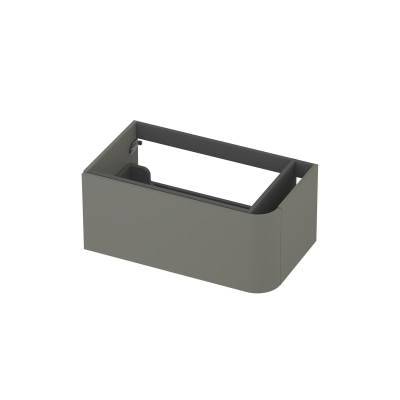 INK Concept R Wastafelonderkast - 80x45x35cm - 1 lade - opliggende grepen - afgeronde hoek rechts - MDF lak - mat beton groen