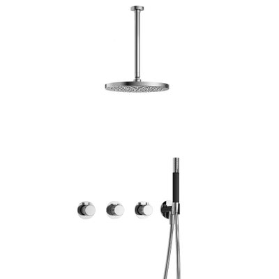 Hotbath Cobber X IBSX70 Regendoucheset inbouw - hoofddouche 30cm - plafondarm 30cm - handdouche staaf 1 stand - Chroom