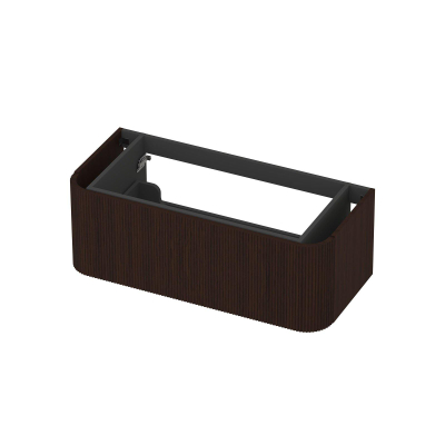 INK Concept R Wastafelonderkast - 100x45x35cm - 1 lade - opliggende grepen - gefreesd - afgeronde hoeken - MDF - dark veneer