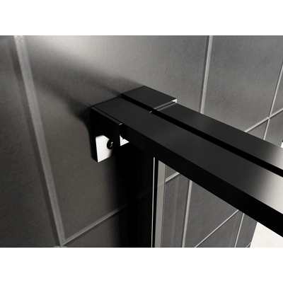 Wiesbaden Horizon Nisdeur - met vast deel en raster - 90x200cm - 8mm - nano helder glas - mat zwart