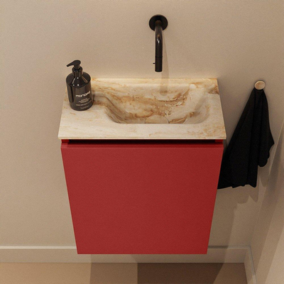 MONDIAZ TURE-DLUX Meuble toilette - 40cm - Fire - EDEN - vasque Frappe - position droite - sans trou de robinet