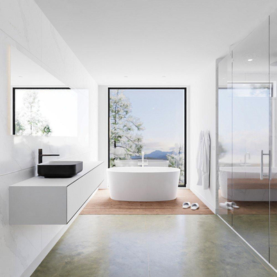 Mondiaz Lagom Meuble salle de bains 190x30.9x45cm Solid Surface Urban 2 tiroirs avec lavabo BINX vasque à poser Gauche 1 trou de robinet