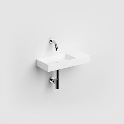 Clou Mini Wash Me lave-mains 45x19cm pré-percé trou de robinet à droite Aluite Blanc mat