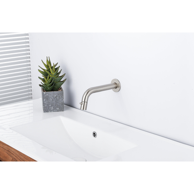 FugaFlow Eccelente Acces Fonteinkraanset - inbouw - uitloop 18cm - inkortbaar - sifon - always open plug - Geborsteld RVS PVD (RVS)