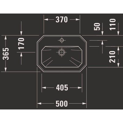 Duravit Serie 1930 Fontein - 500x195x365mm - 1 kraangat overloop - wit