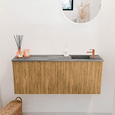 Mondiaz JOYA-DLUX 100cm toiletmeubel - kleur Oak - Wastafel FAYE positie Rechts 1 kraangat kleur Sombra.