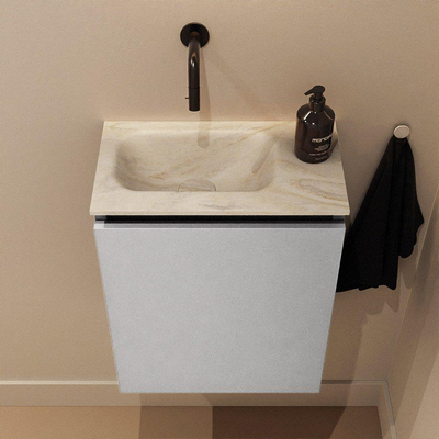 MONDIAZ TURE-DLUX 40cm toiletmeubel Plata. EDEN wastafel Ostra positie links. Zonder kraangat.