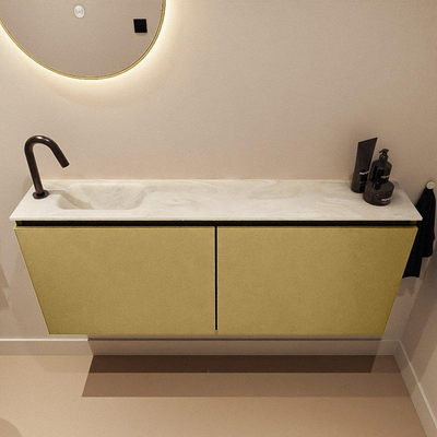 MONDIAZ TURE-DLUX meuble WC 120 cm Oro. EDEN vasque Ostra position gauche. Avec 1 trou de robinet.