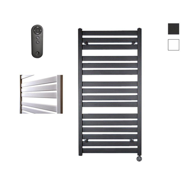 Sanicare HVS - Moda Elektrische Radiator - 120x60cm - 876W - met afstandsbediening - thermostaat - zwart - rechtsonder - mat wit
