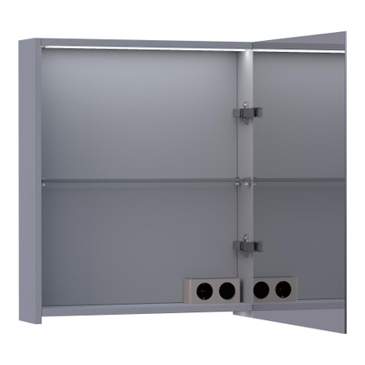 BRAUER Impress Deluxe spiegelkast – 59x70x15 cm – directe LED – rechtsdraaiende – Grijs mat