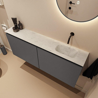 MONDIAZ TURE-DLUX Meuble toilette - 120cm - Dark Grey - EDEN - vasque Opalo - position droite - sans trou de robinet