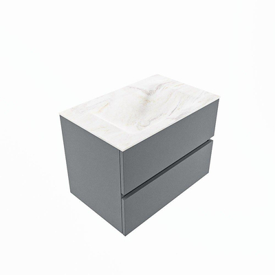 Mondiaz VICA-DLUX Ensemble de meuble de salle de bain - 70cm - meuble sous-vasque plata - 2 tiroirs - lavabo encastrée cloud milieu - sans trous de robinet - version haute de 60cm - ostra