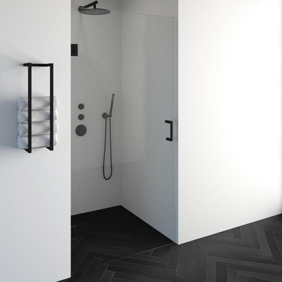 BRAUER Créer Porte de douche - 100x200cm - sans profil - anti-calcaire - verre de sécurité 8mm - noir mat