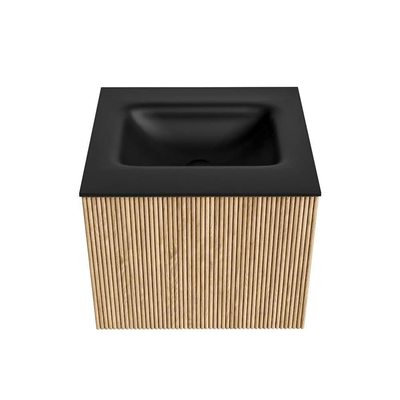 MONDIAZ KURVE Meuble de salle de bains 50 cm couleur Oak avec 1 tiroir. Lavabo GRUNNE central 1 trou de robinet Urban.