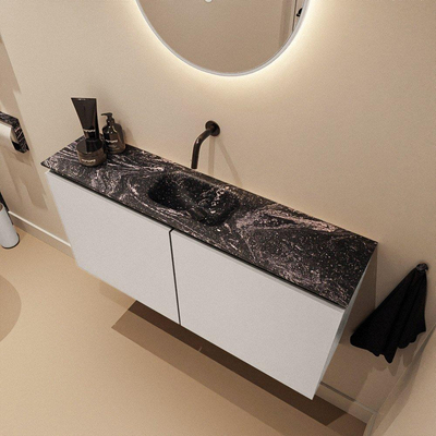MONDIAZ TURE-DLUX meuble WC 100 cm Linen. Lavabo EDEN Lava position centrale. Sans trou de robinet.