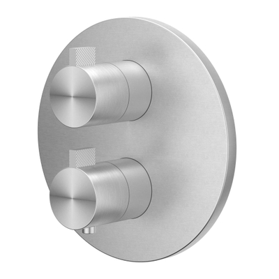 IVY Tribe Ensemble de douche pluie - encastré - inverseur d’arrêt 2 voies - bras de plafond 30 cm - pomme de douche principale medium ronde 25 cm - support avec sortie - flexible de douche 150 cm - douchette à main bâton - RVS316 - brossé