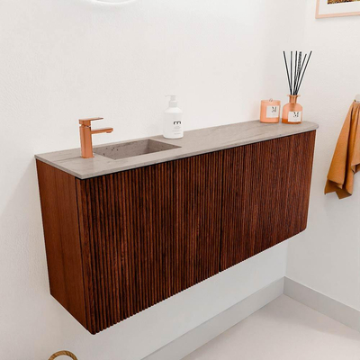 Mondiaz JOYA-DLUX 101.6cm toiletmeubel - ronding rechts kleur Ruby - Wastafel FAYE positie Links 1 kraangat kleur Saba.