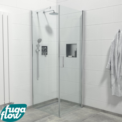 FugaFlow Efficiente Vetro Cabine de douche - 1 porte pivotante - Paroi latérale - 80x80x200cm - verre de sécurité 6mm - anti-calcaire - chrome