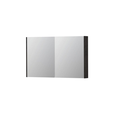INK SPK2 spiegelkast – 120x74x14 cm – 2 deuren, dubbelzijdige spiegeldeuren – Houtskool Eiken