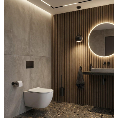 Adema Sparkle 2.0 Toiletset - toiletrolhouder - handdoekhaak - toiletborstelset - zwart mat