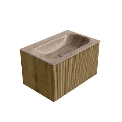 MONDIAZ KURVE-DLUX Meuble de salle de bains 70cm couleur Dusk avec 1 tiroir et 0 porte. Lavabo BIG SMALL Centre sans trou de robinet Saba.