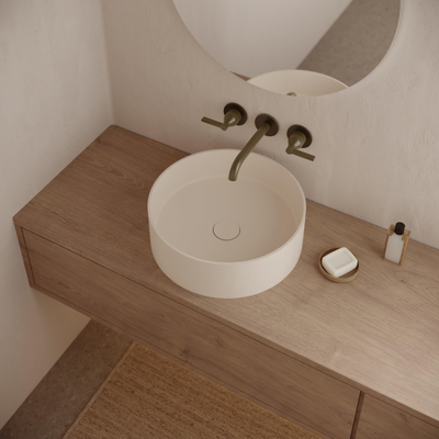 Ideavit Solidthin-40 Opbouw wastafel - 40x40x13 - solid surface - crème mat