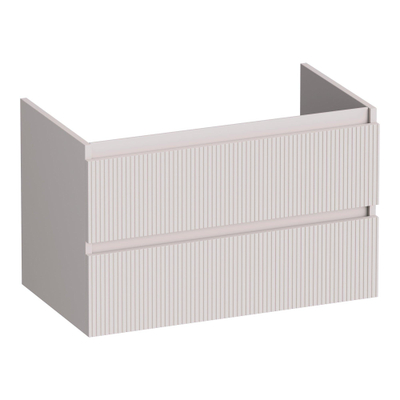 BRAUER Joy Wavy meuble sous-lavabo 80 2 tiroirs softclose - sans poignée - 1 découpe pour siphon - sable mat