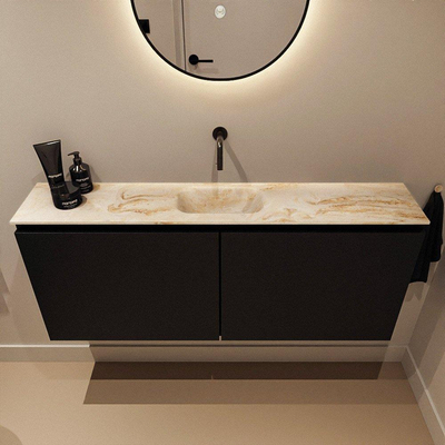 MONDIAZ TURE-DLUX Meuble WC 120 cm Urban. EDEN vasque Frappe position milieu. Sans trou de robinet.
