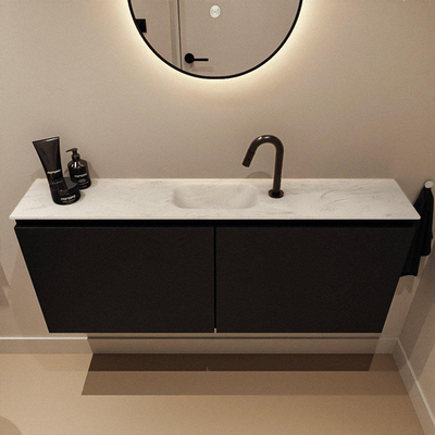 MONDIAZ TURE-DLUX meuble de toilettes 120 cm Urban. EDEN vasque Opalo position milieu. Avec 1 trou de robinet.