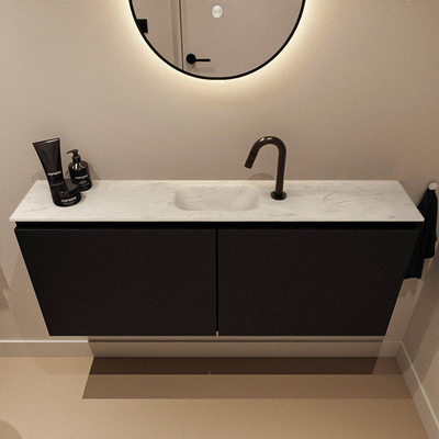 MONDIAZ TURE-DLUX Meuble toilette - 120cm - Urban - EDEN - vasque Opalo - position centrale - 1 trou de robinet