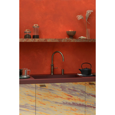 Quooker Classic Fusion Round kokendwaterkraan - draaibare uitloop - Combi incl. Cube reservoir - Warm / kokend / bruisend / gefilterd water - Messing patina
