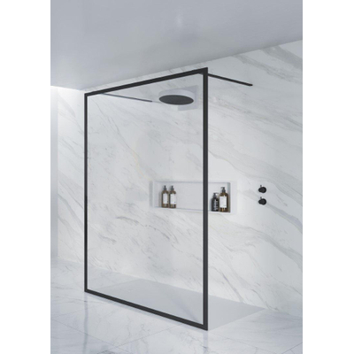 Riho Lucid GD402 Douche à l'italienne 120x200cm avec porte-servietes cadre Noir mat