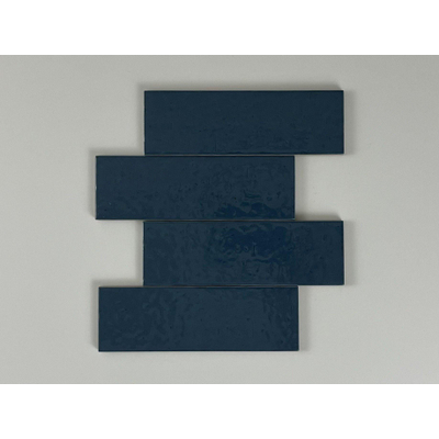 SAMPLE Terravito Nocino wandtegel - 6x18.6cm - Deep Blue glans (blauw)