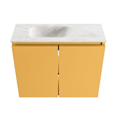 MONDIAZ TURE-DLUX meuble WC 60 cm Ocher. EDEN lavabo Ostra position gauche. Avec 1 trou de robinet.