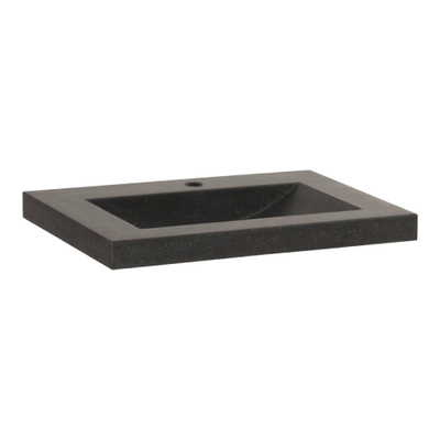 BRAUER Magma lavabo 60x46x5cm - 1 vasque - 1 trou de robinet - pierre naturelle - basalte anthracite