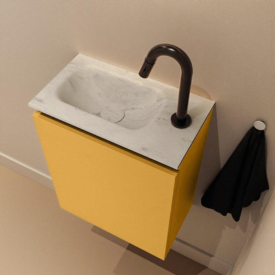 MONDIAZ TURE-DLUX 40cm toiletmeubel Ocher. EDEN wastafel Opalo positie links. Met 1 kraangat.