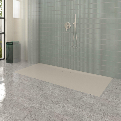 Villeroy & Boch Ecora douchebak - 180x80x3.5cm - afvoer lange zijde - almond (beige)
